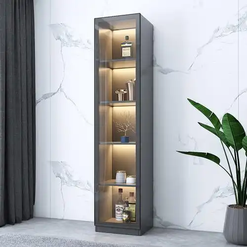 玻璃小酒柜靠墙电视边柜现代简约客厅柜子小型餐边柜轻奢风展示柜