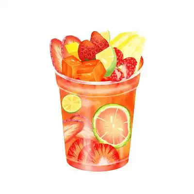 手绘草莓柠檬鲜果汁夏季解暑奶茶饮品元素奶茶元素