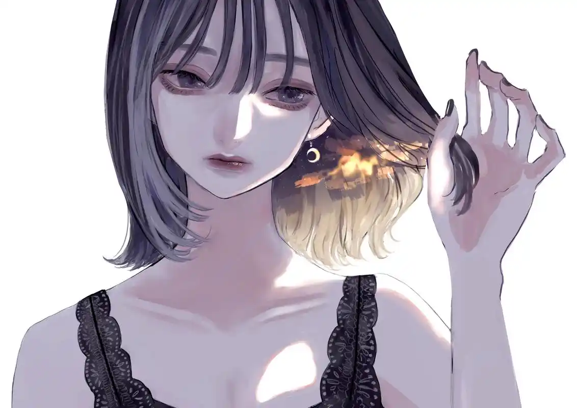 画师「砂糖薬」作品欣赏:暗黑系女生头像,高冷病娇少女人物插画