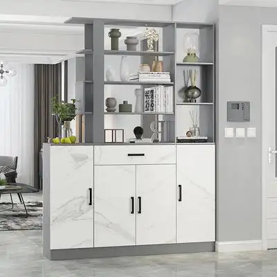 入户双面玄关鞋柜一体灰色轻奢多功能隔断柜客厅现代简约进门酒柜