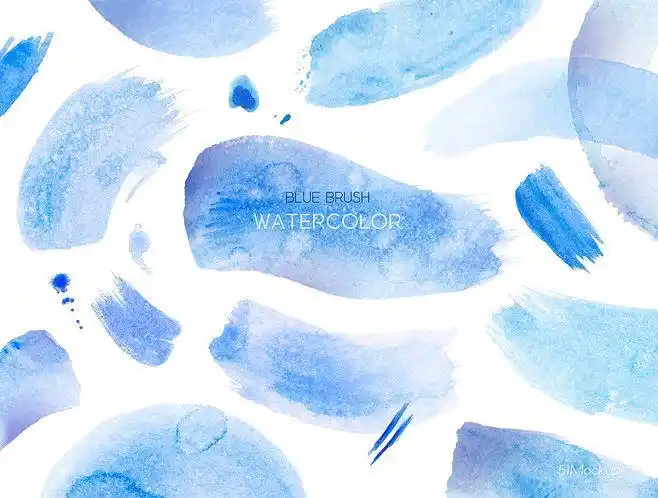 bluebrushwatercolor蓝色笔刷墨迹笔触psd分层素材ti246a6405平面设计