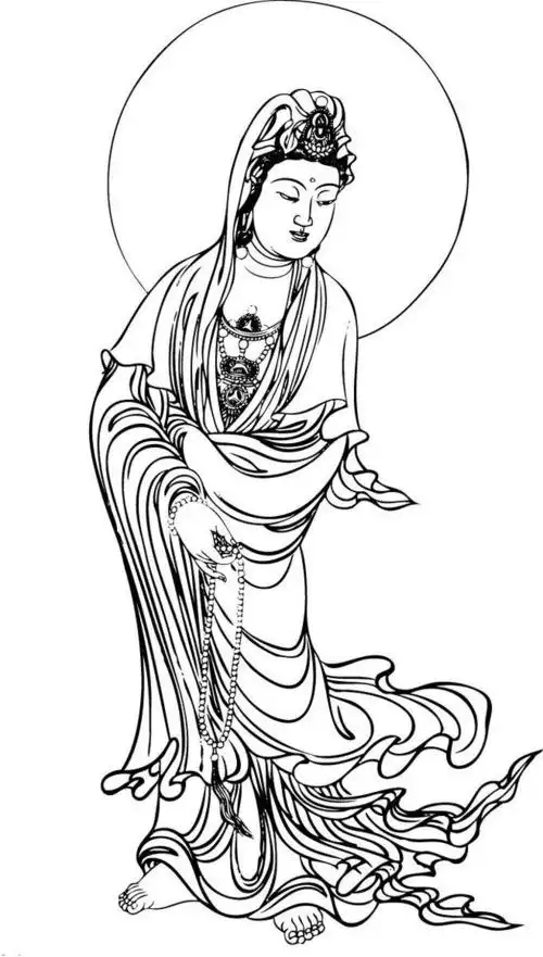 线描观音像 - 风中飘尘 - 回首一望