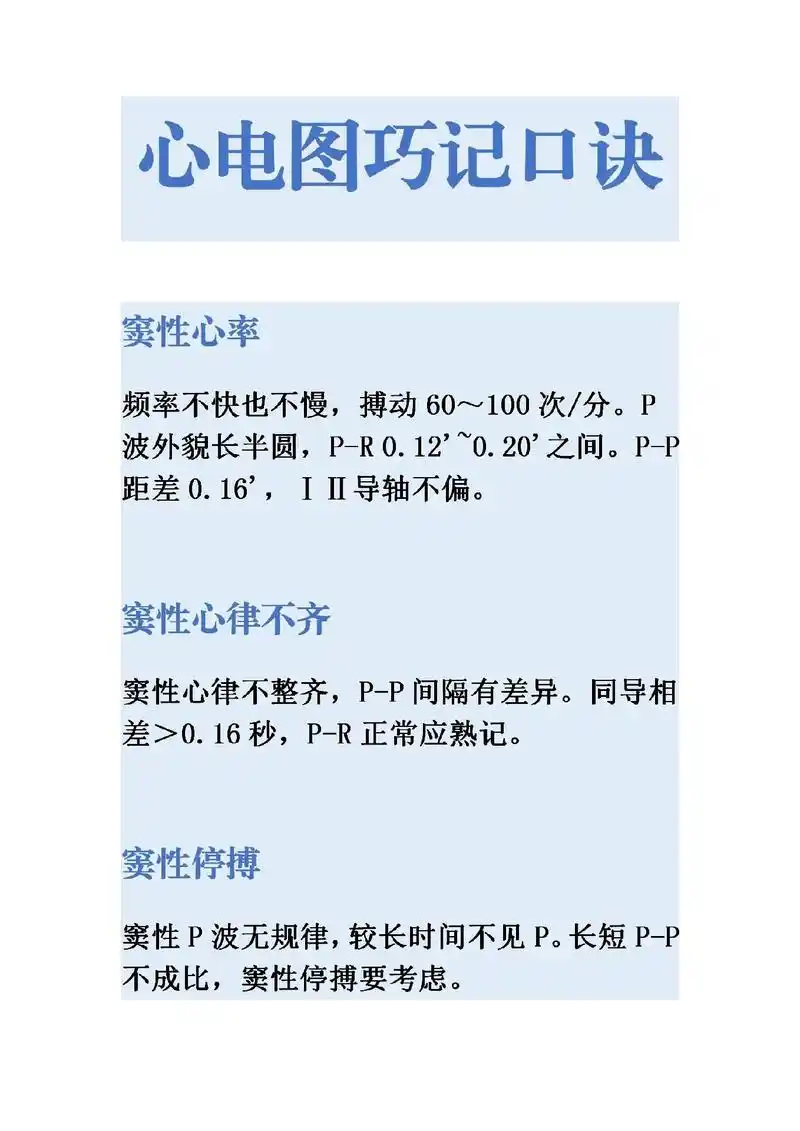 循环系统中最难的心电图巧记口诀.心电图巧记口诀  窦性心率  - 抖音