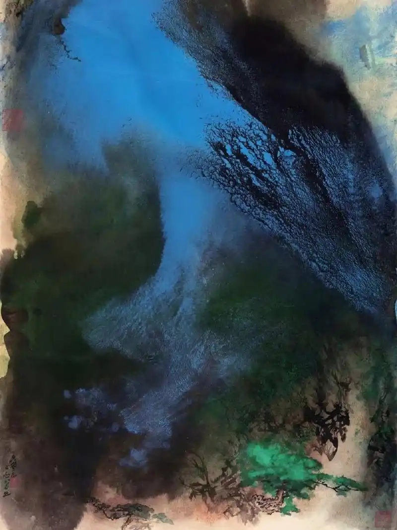 空灵秀美|张大千泼彩山水画 张大千晚年的泼墨,泼彩山水,将"墨破色,色