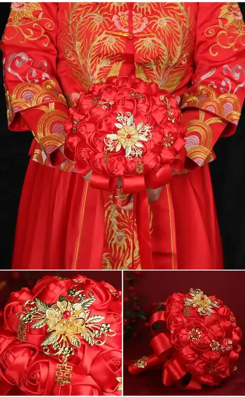 领证手捧花手捧花新娘结婚仿真花中式婚礼捧花秀禾婚纱拍照花束婚庆