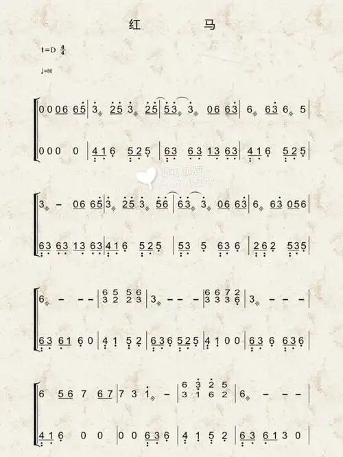红马古筝谱d调