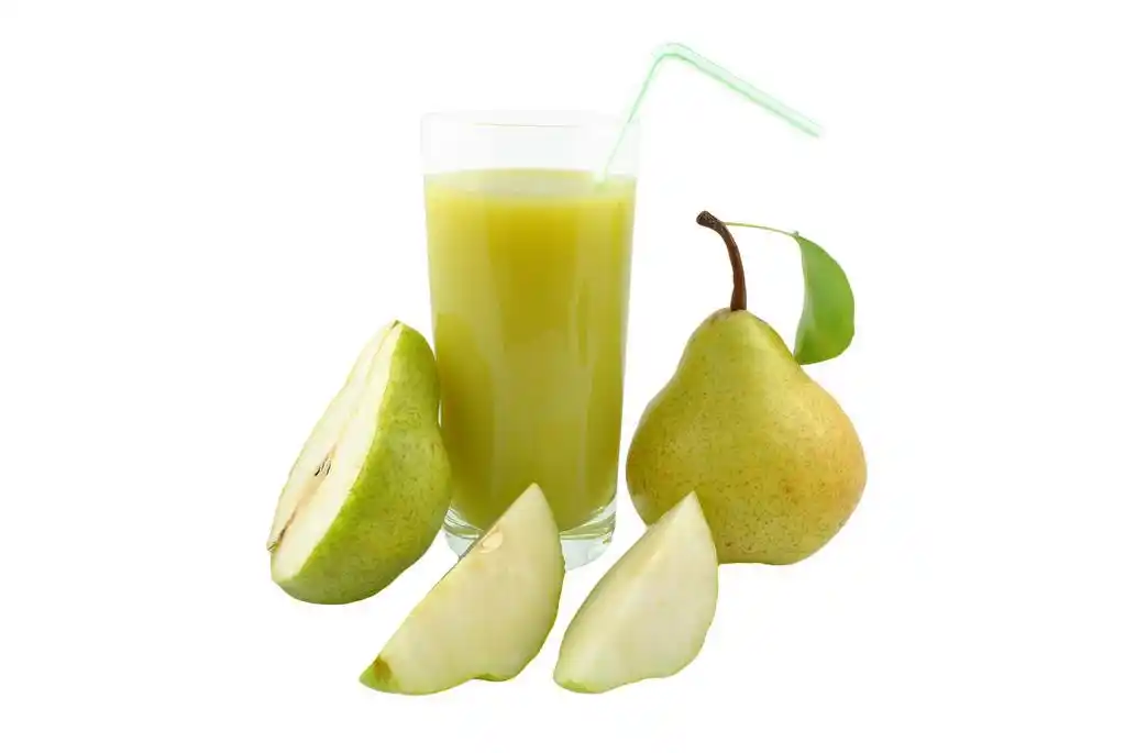 梨汁,在白色背景上的梨汁