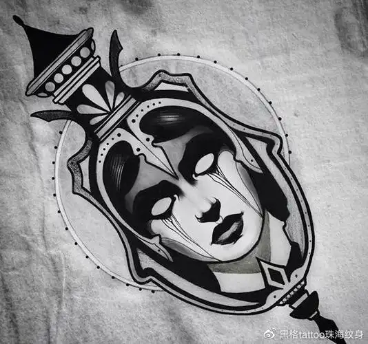 欧美人像纹身系列手稿