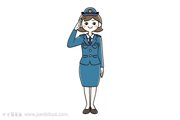 女警官简笔画画法