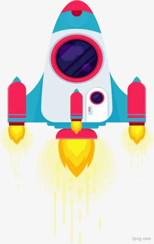 彩色卡通宇宙飞船png素材透明免抠图片-卡通手绘