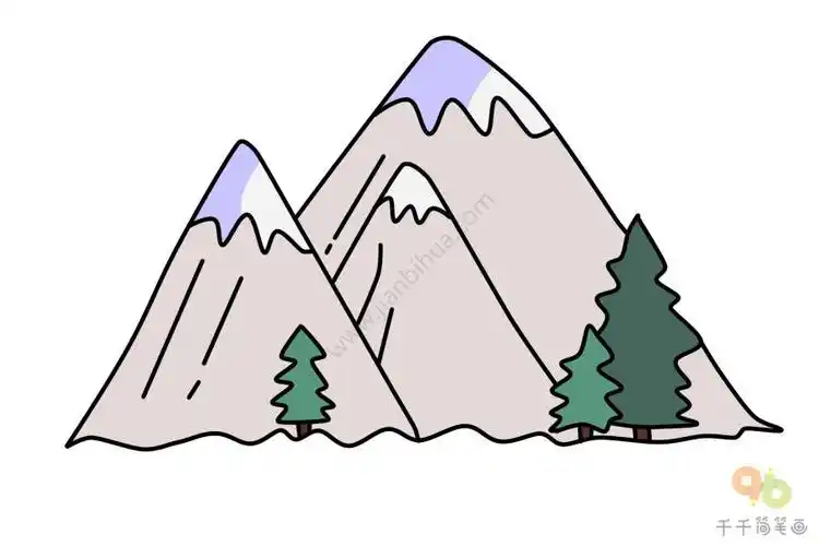 漂亮的雪山简笔画