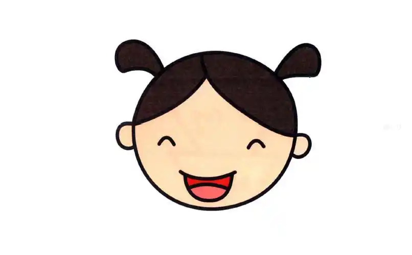 女孩笑的简笔画颜色