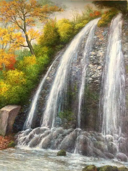 谢诚斌《聚财风水》布面油画 巨副80x180cm