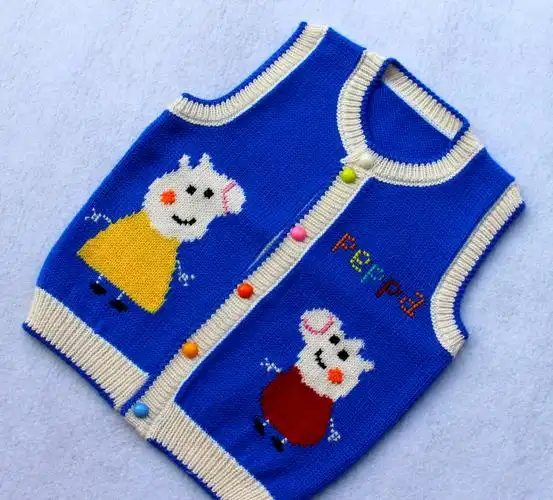 手工编织23岁婴幼儿羊毛毛线背心手织春秋宝宝毛衣