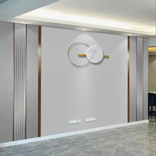 轻奢电视背景墙壁纸装饰客厅金属线条大理石