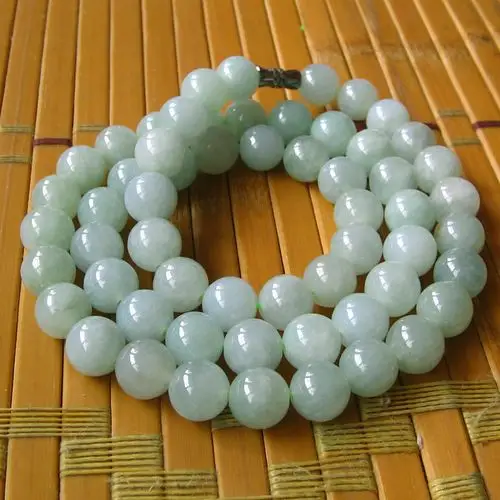 缅甸翡翠项链天然a货玉珠圆珠男女款玉石项链10mm特惠