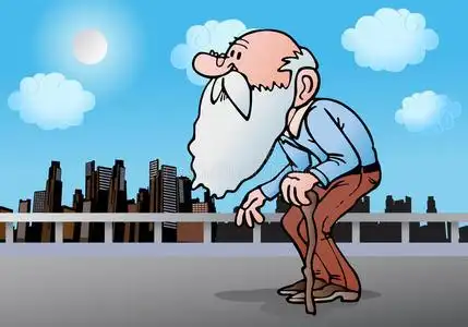 拄着拐杖的老人动物漫画卡通动漫人物