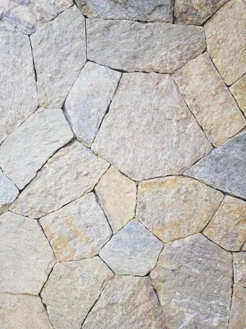 展宏石材 虎皮黄冰裂纹 天然黄色板岩碎拼贴面文化石 厂家直销