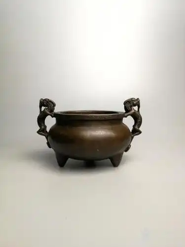 大明宣德款 双龙耳铜香炉