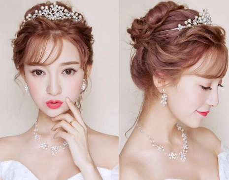 仙气十足的中长发盘发发型,在婚礼上做最美新娘