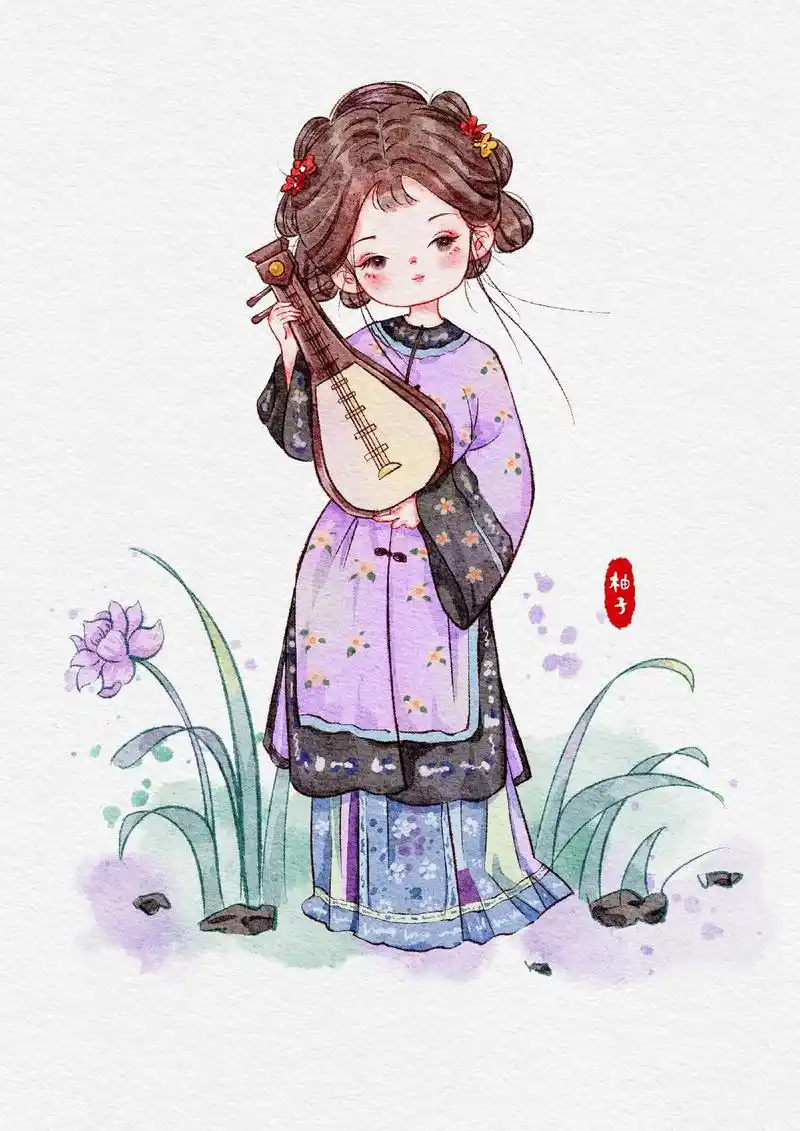 q版古风美女.#procreate绘画 #照片转手绘 #手绘 - 抖音