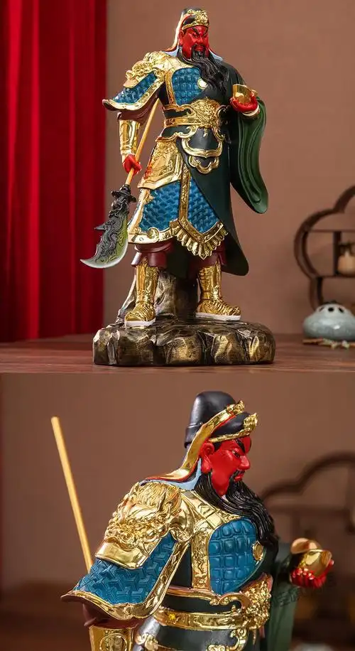 供奉招财关公摆件九龙关公像武财神爷神像办公室公司开业关公12寸30cm