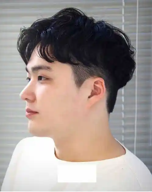 适合男生胖脸的烫发发型_发型图片