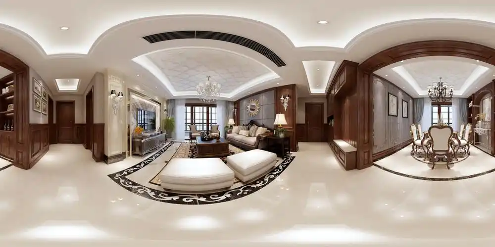 模型库 su模型 家居空间 > 全景360欧式风格客厅餐厅空间07 版权图片