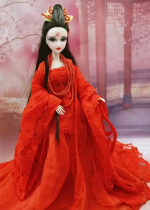 30cm古风古装芭比娃娃玩具女孩公主套装古代中国汉服洋娃娃古风 蓝色