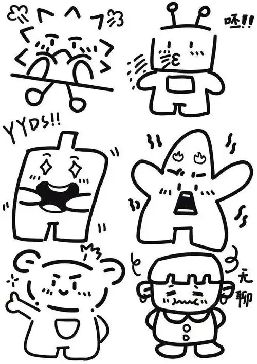 可爱的涂鸦简笔画素材cr齐齐的绘画