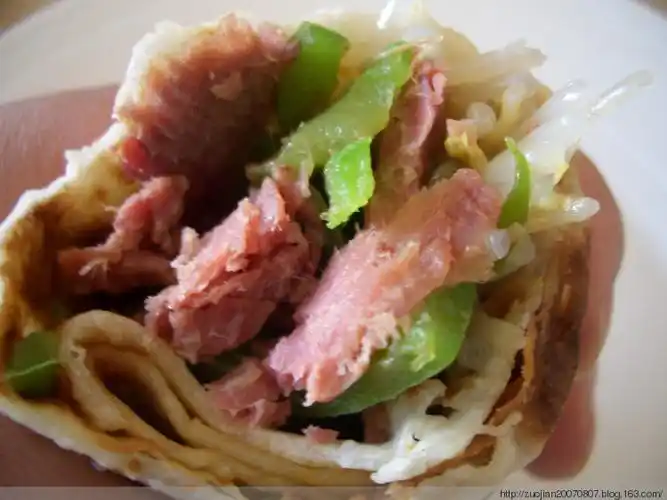 lc菜谱之:烙馍卷菜(青椒,豆芽,牛肉)