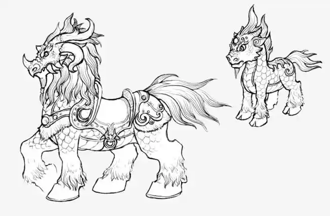 古代中国风黑白饕餮手绘