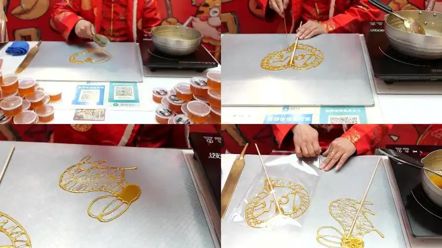 非遗糖画制作过程素材