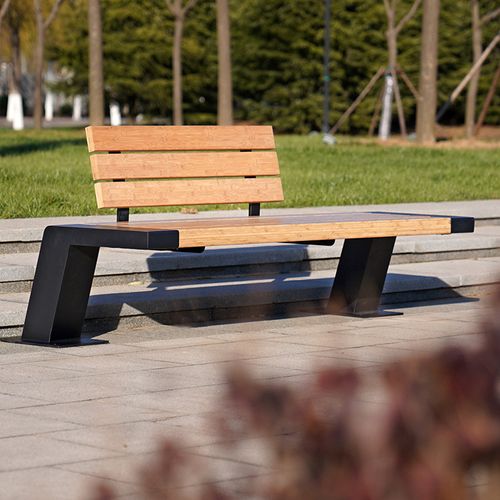 户外公园长椅实木休闲椅广场街道小区景观园林室外靠背座椅长条椅