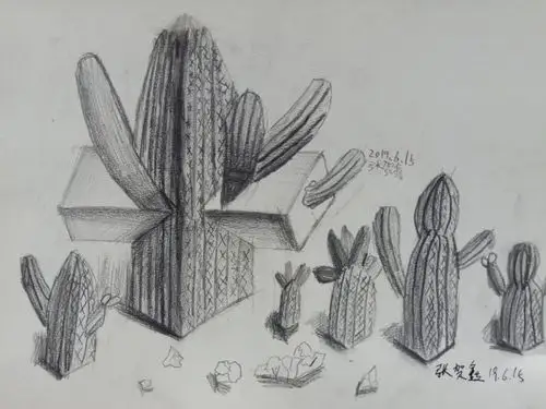 6.15周六晚上丹尼斯校区创意素描班《创意素描长方体穿插体》