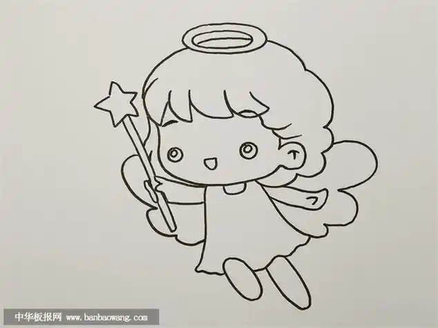 带翅膀漂亮的小精灵简笔画可爱
