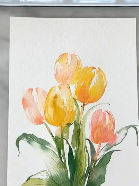 水彩画教程丨笔尖上的春天93郁金香的季节