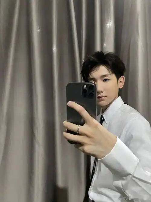 王源对镜自拍两宫格庆祝开博十周年白衬衫正装妥妥的禁欲帅哥