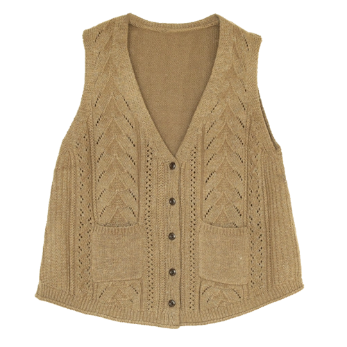 复古毛衣针织马甲女无袖针织衫开衫粗针织坎肩纯色毛线背心百搭