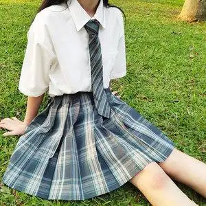 森林の来信兔缝缝jk制服裙正版原创全套学生套装绿格2021年新款女