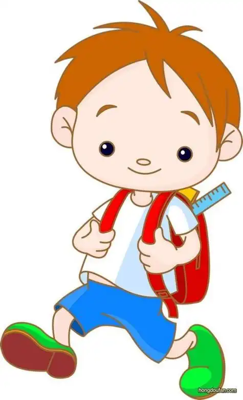 背着书包去上学的小男生卡通简笔画大全-红豆饭小学生简笔画大全