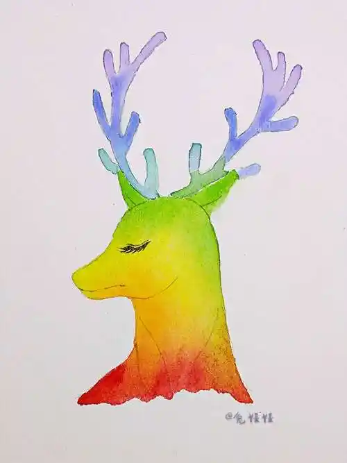 兔娅娅的绘画练习分享——七彩麋鹿(适合零基础) - 简书