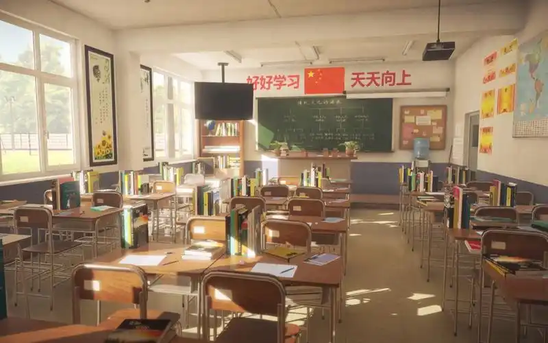 3d写实场景建模:maya动画场景建模,超写实的高中教室模型制作