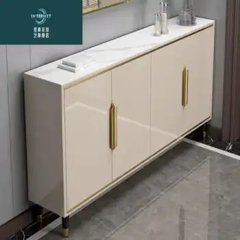 鞋柜家用门口简约现代玄关收纳门厅柜多功能大容量整装轻奢香槟色08米