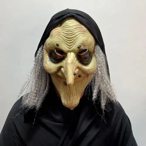 恐怖面具搞笑 老人面具乳胶头套孟婆老爷爷老巫婆老奶奶恐怖面具鬼脸