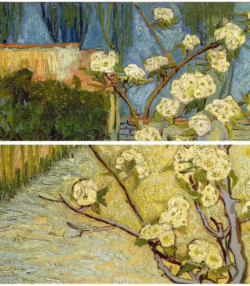 梵高梨花树风景油画竖版轻奢客厅过道装饰画