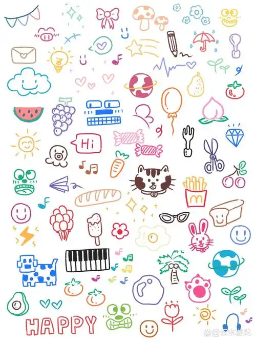 可爱元素简笔画涂鸦手帐素材