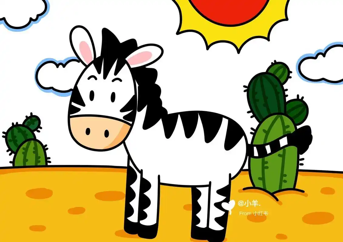 斑马01儿童创意画 动物儿童画 简笔画 #创意美术儿童画# #儿童画