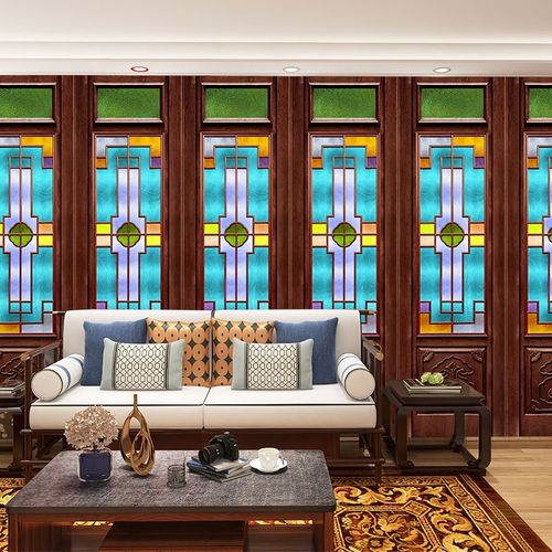 复古民国风装修壁纸装饰玻璃门窗仿古建筑餐厅老上海直播背景墙纸