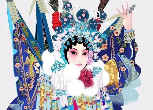 戏剧脸谱 国粹 中国戏曲 矢量京剧人物 花旦脸谱 古装美女 插画京剧